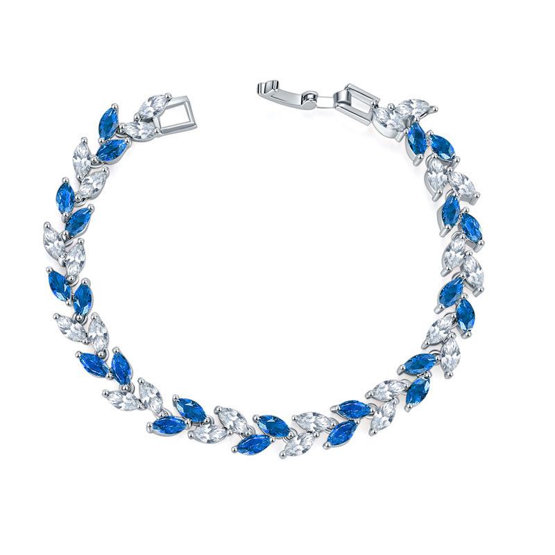 Colorful Crystal Willow Leaf Bracelet Women'S Niche Design Bracelet Bracelet Jewelry Zircon