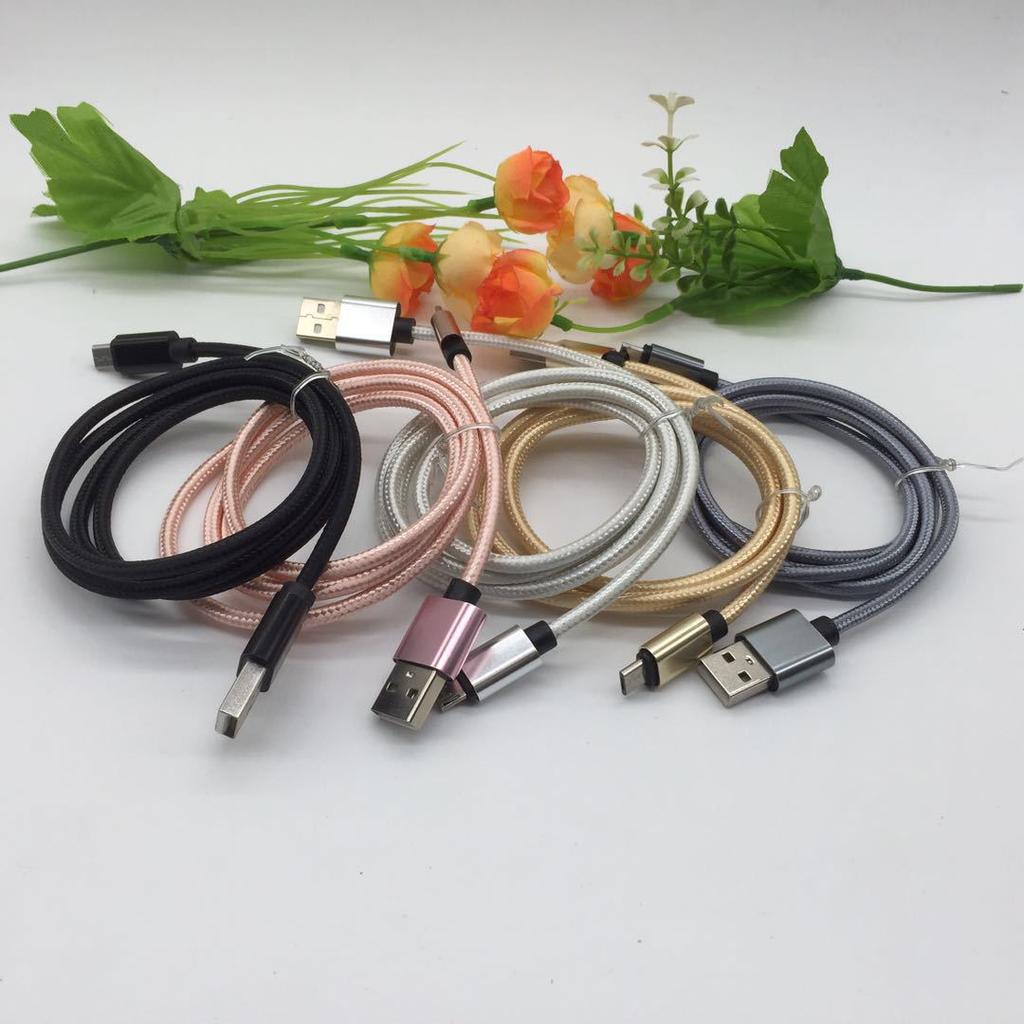 Heavy Metal Nylon Braided Data Cable Suitable for Android Smart Apple Charging Cable