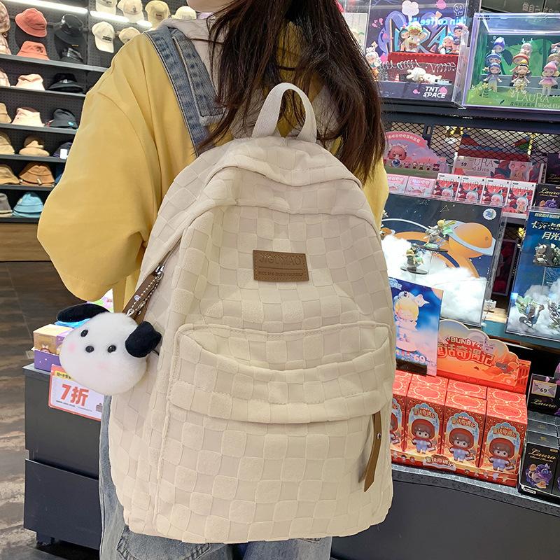 School Bag, Girls, College Students, Plaid Backpacks, Middle School Students, High-quality Fashion, Middle School Students, Primary School Students