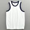 Herren Blau Orange Kontrastbesatz Rundhalsausschnitt Ärmelloses Tanktop