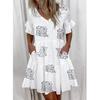 2025 European and American Women's Ruffle Pocket Printed Dress