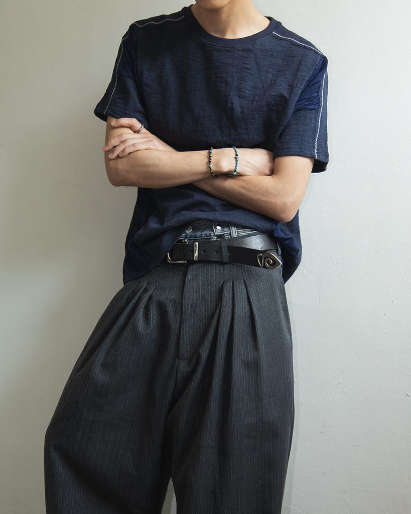 Kalagteo Herringbone Pleat Pants / Charcoal