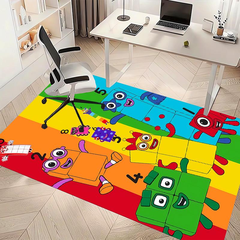 Number block Print Area Rug - Soft, Washable Non-Slip Indoor Mat for Office Chairs, Living Room, Home Office Decorative Rug