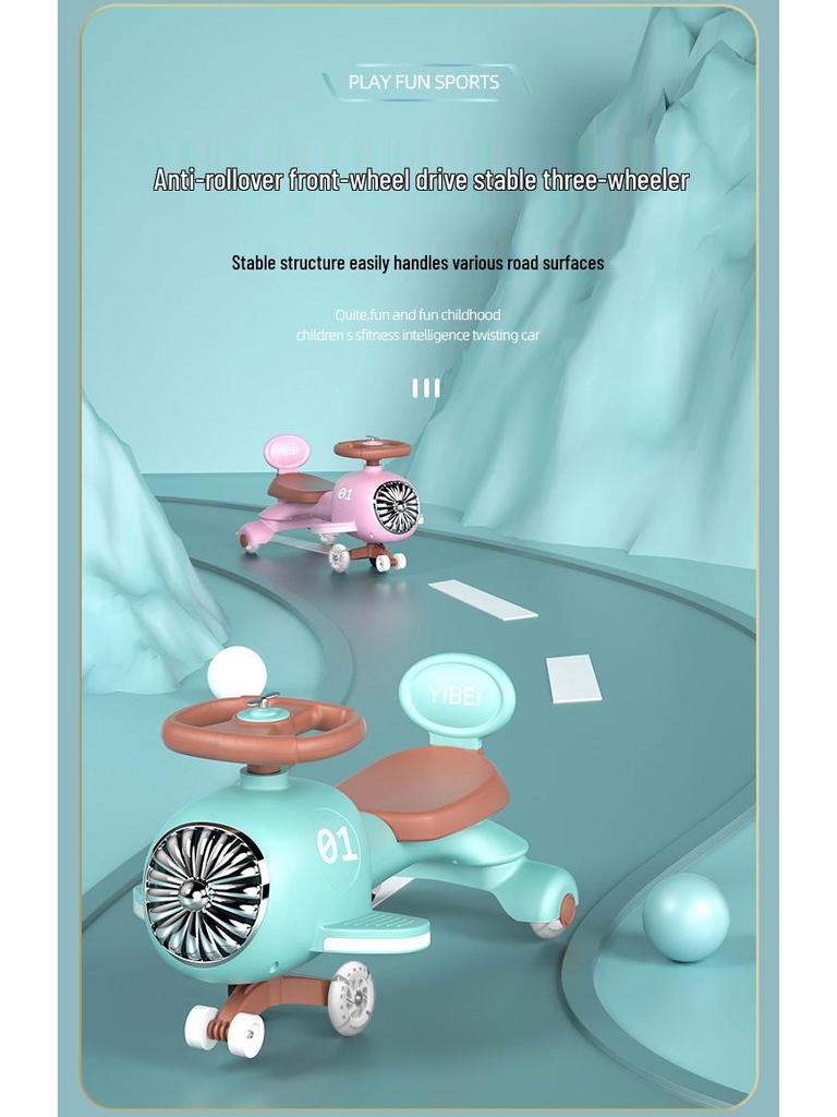 Children's Twist Car: Safe, Anti-Rollover Ride-On Toy for Boys, Girls, and Adults