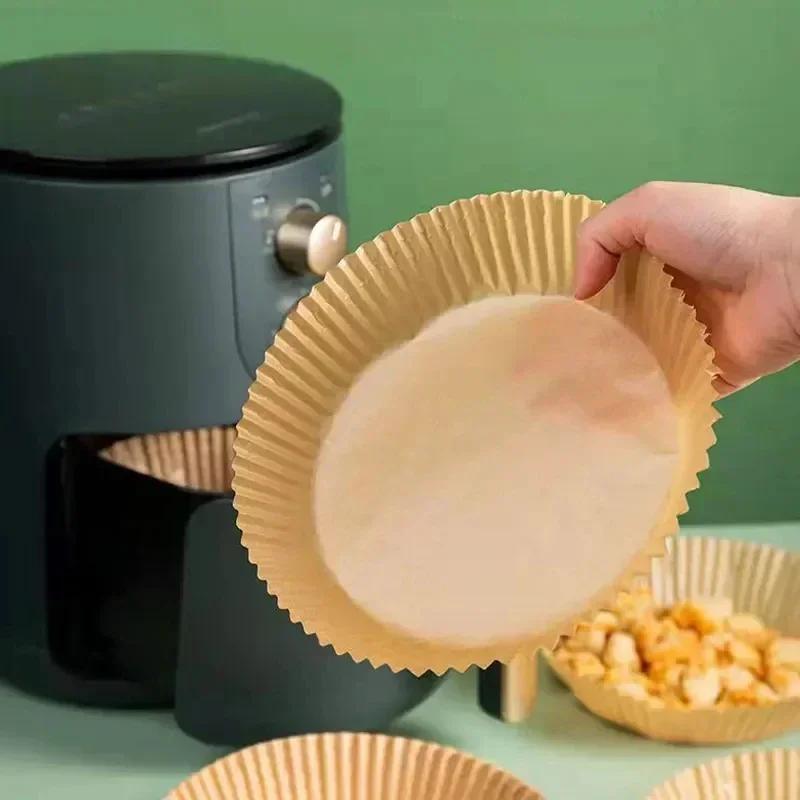 50Pcs Air Fryer Baking Paper for Barbecue Plate Round Oven Pan Pad 16/20cm AirFryer Oil-Proof Disposable Paper Liner Cake Tools