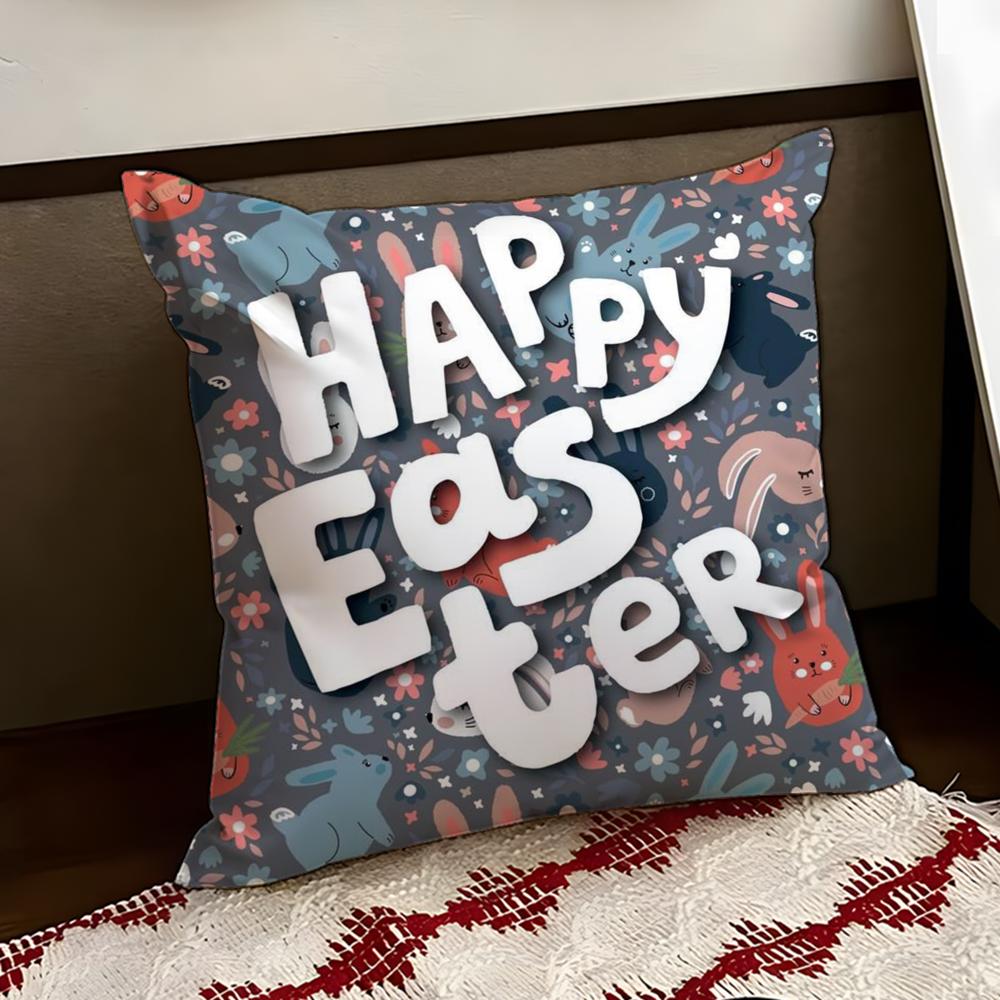 Easter Day Cushion Cover Reversible Soft Durable Pillow Cover Home Car MultiScene Use for Daily Comfort
