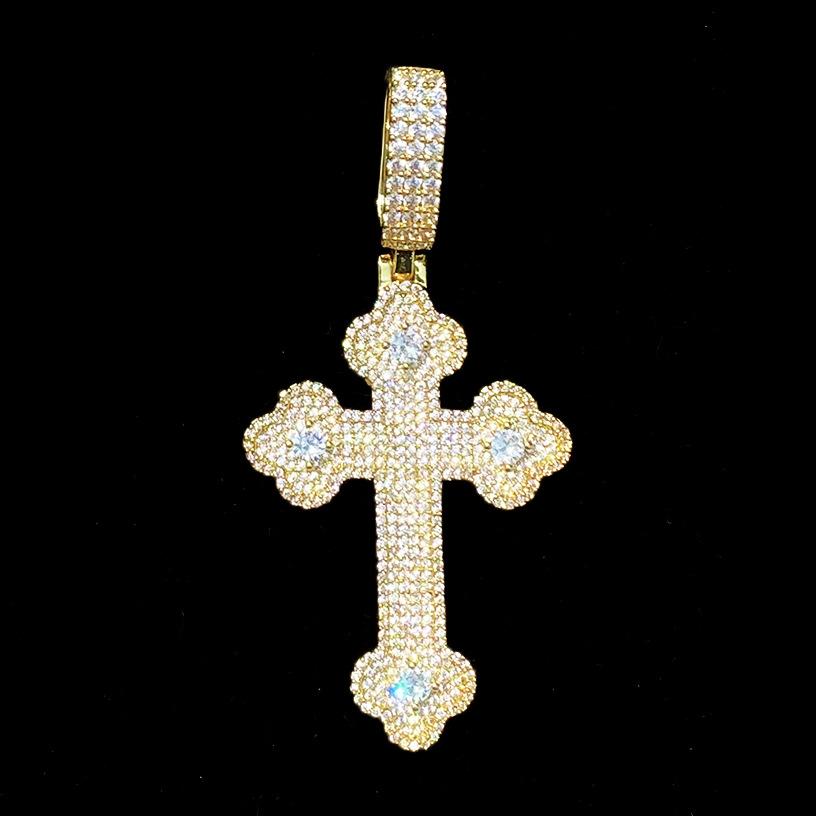 Hop Cloud Cross Gold Inlaid Zircon Electroplated Pendant Necklace European American Trendy