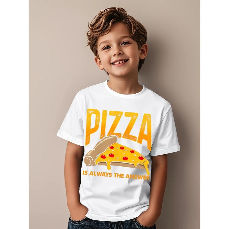 European sizes Funny Pizza Lover Saying T-Shirt for - "PIZZA IS THE ANSWER" Graphic Tee with Pizza Slice Design, Short Sleeve Round Neck Casual Top