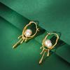 Elegant Pearl Drop Earrings: Irregular Metal 'Lava' Design with European & American Style