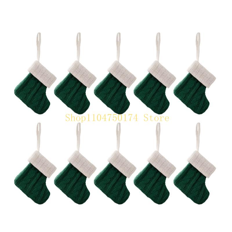 10Pcs Knitted Socks Large Capacity Christmas Stocking Stylish Present Bag Handmade Holiday Decoration for Fireplaces top sale