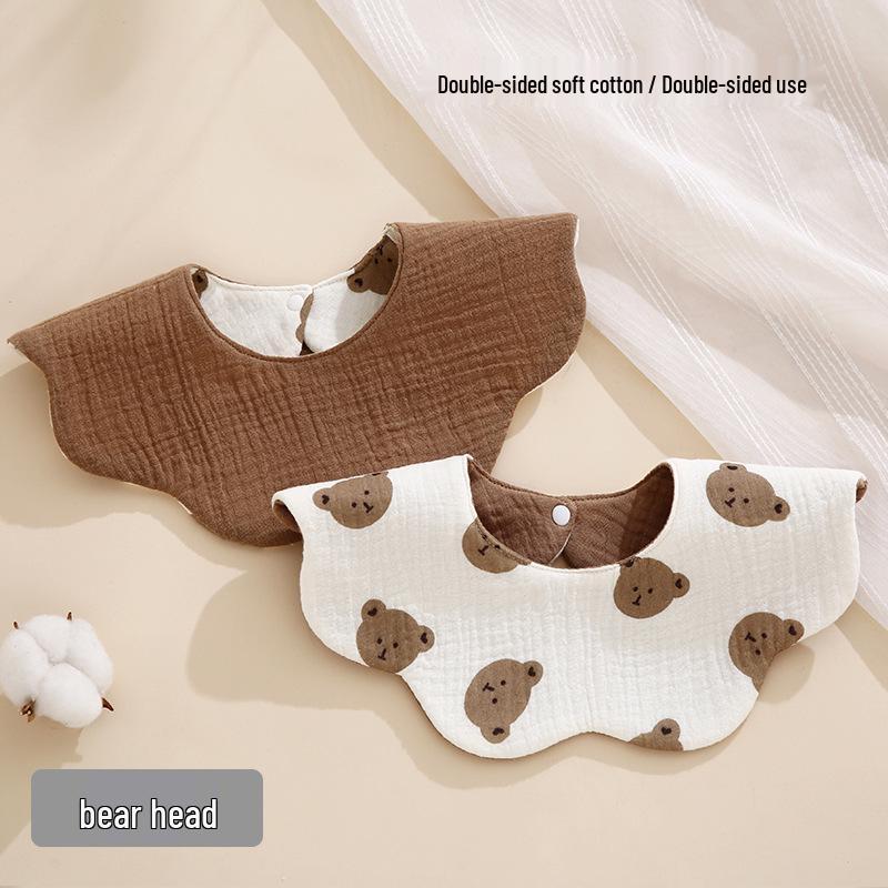 Bavoir pour bébé double face rotatif à 360°, Gaze de coton, Toutes saisons, Absorbant, Qualité Classe A