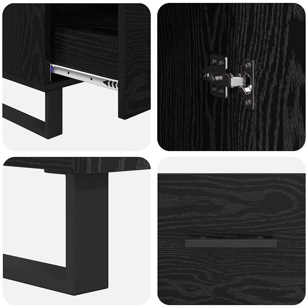 Highboard in Black Oak Look 69.5 x 30 x 115 cm Particleboard