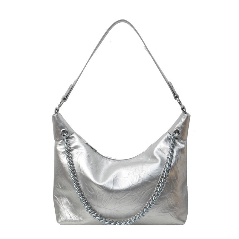 

Универсальная наплечная сумка Женская новая однотонная сумка-мессенджер серебряный