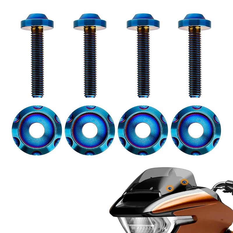 JERBOR Titanium Windshield Screws for Street Glide, Performance Windscreen Bolts Fit for 2024 Road Glide/ST, 121 CVO Road Glide, for Harley Touring
