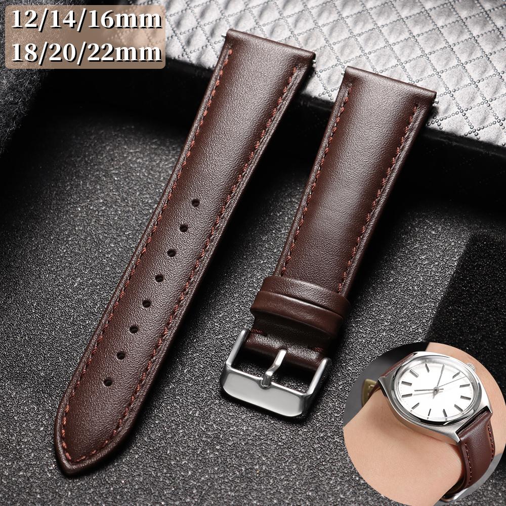 12mm 14mm 16mm 18mm 20mm 22mm Kalbsleder Uhrenarmband mit Goldfarbener Dornschließe Schnellwechsel-Armbänder Universelles Armband für Herren Damen