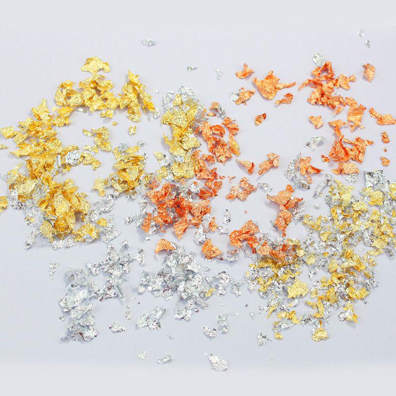 3Box Gold Leaf Flakes Foil Paper Nail Art Sequin Epoxy Resin Filling Silver Foil Paper Copper Foil Sequins DIY Nail Jewelry