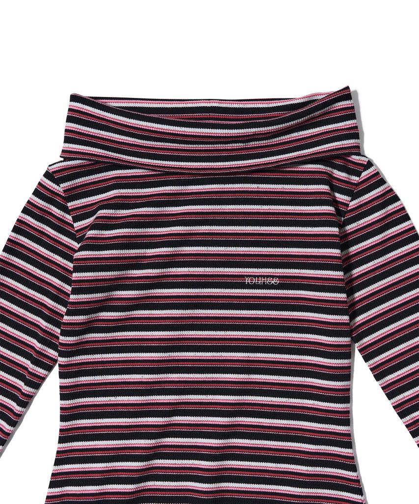 Yuhee Stripe Off-Shoulder Dress Pink