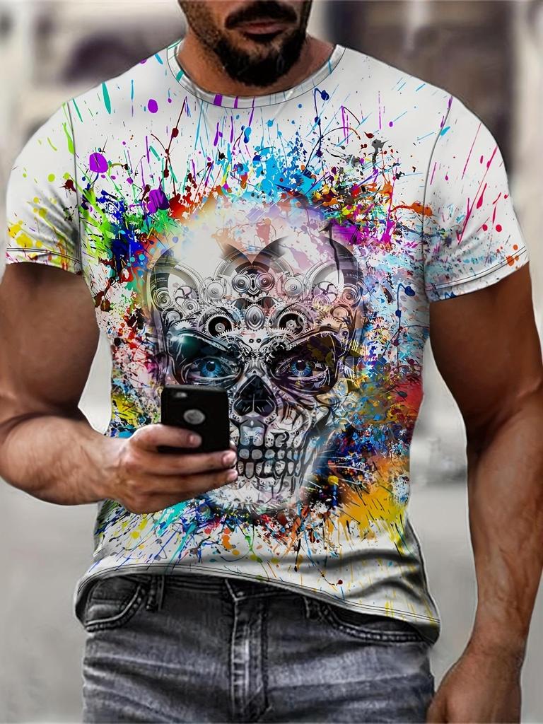 Men's 3D Printed Street Fashion Loose Oversized T-shirt for Sports and Casual Wear