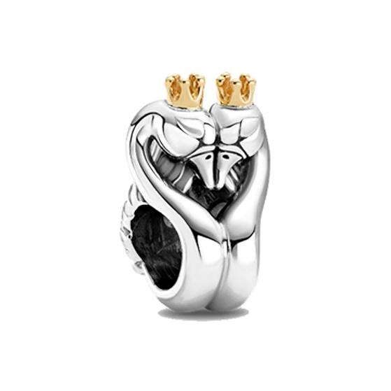 Pandora Two-Tone Swan Heart Charm Women Charm 799315C00 Multicolor,F