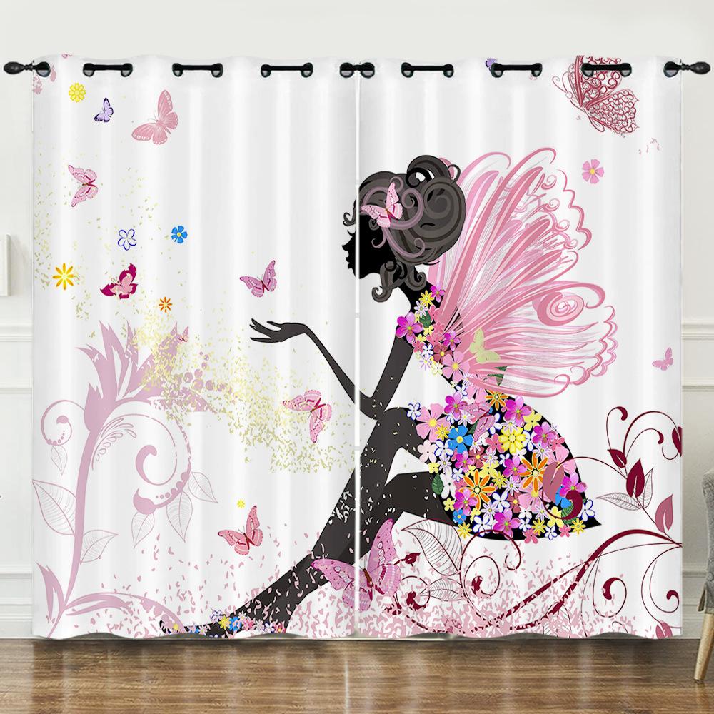 Curtain Creative Avatar Projection Close-Up Flower Digital Printing Blackout Curtain Punching