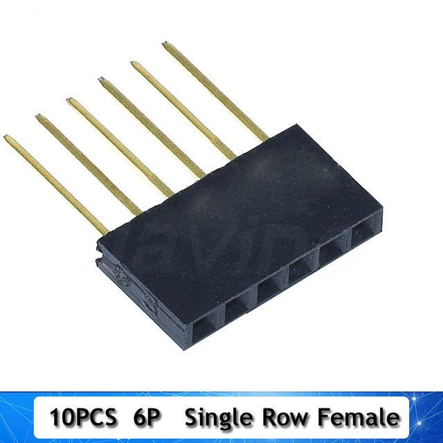 10PCS 2.54mm Single Row Female Long pins 11mm Breakaway PCB Board Pin Header socket Connector 1*2/3/4/6/8/10/15Pin For Arduino