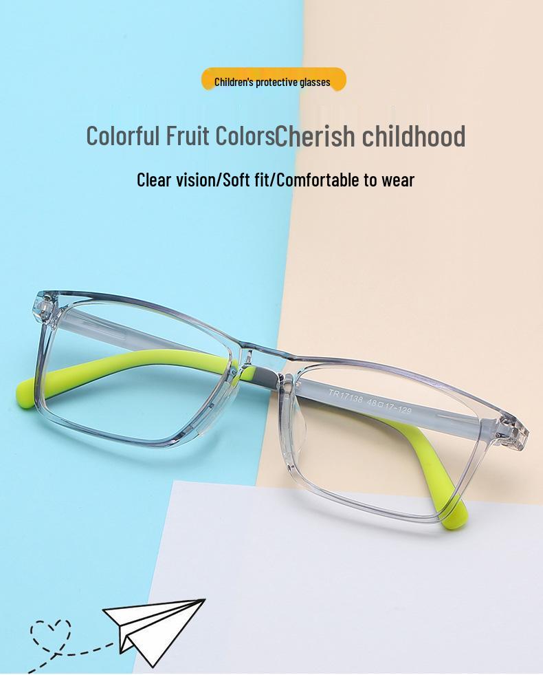 Children's Anti-Blue Light Square Glasses for Myopia, Ages 8-12, Trendy Korean Design for Boys and Girls