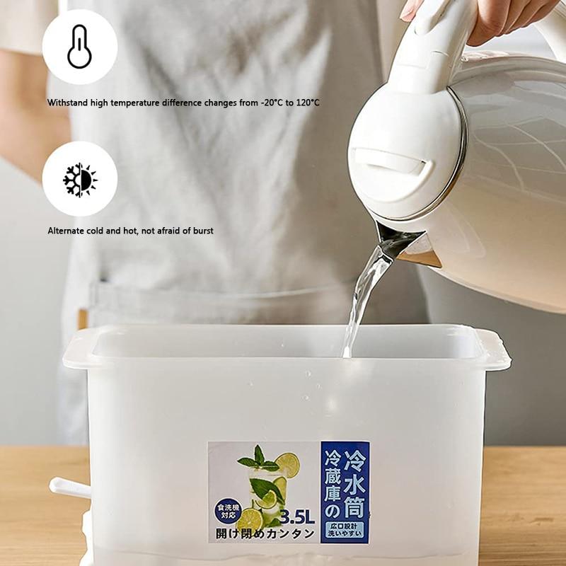 Pichet d'eau de congélateur Transparent de 3,5 l, bouteille d'eau froide pour réfrigérateur, bouteille de glace de nécessité d'été avec robinet, bouteille de glace de Hockey sur glace