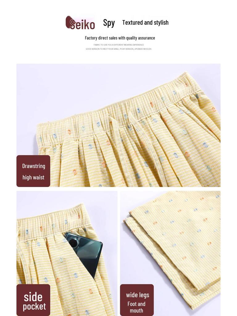 Colorful Polka Dot High Waist Wide Leg Pants for Women - Summer Ice Silk
