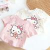 Girls Cute Cartoon Print Short Sleeve T Shirt Summer Thin Pure Cotton Kids Top