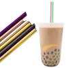 8pcs Sharp Wide 12mm Stainless Steel Straw Fruit Juice Milkshake Cocktail Pearl Milk Tea Drinking Straw Set Home Bar Accessories
