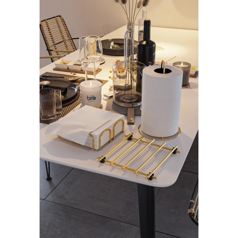 Service Presentation Set Towel Holder Napkin Holder Nihale Gold Gold Filled Shiny Stainless Steel 3 Pcs Kitchen