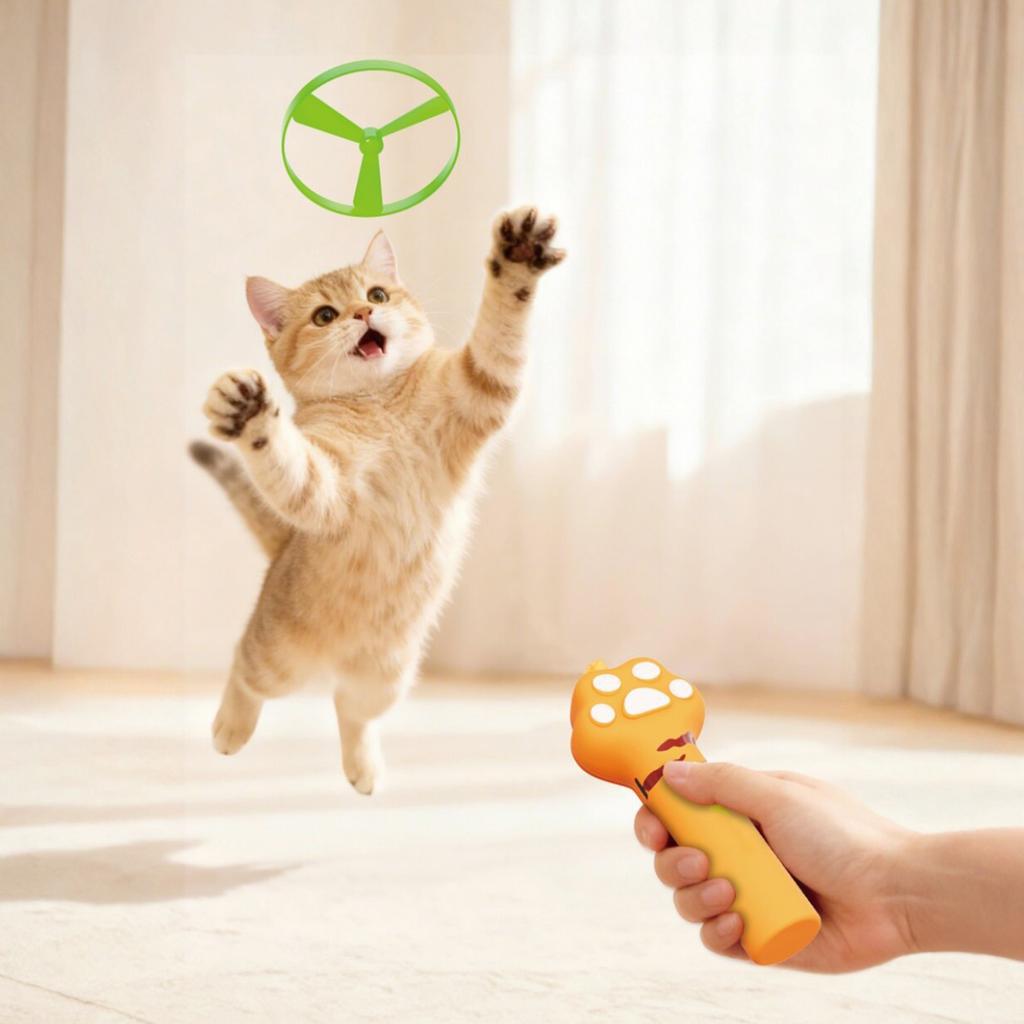 Electric Cat Toy with 6 Flying Discs Rechargeable Cat Chase Toy Flying Disc for Indoor Outdoor Yard Cats Dog