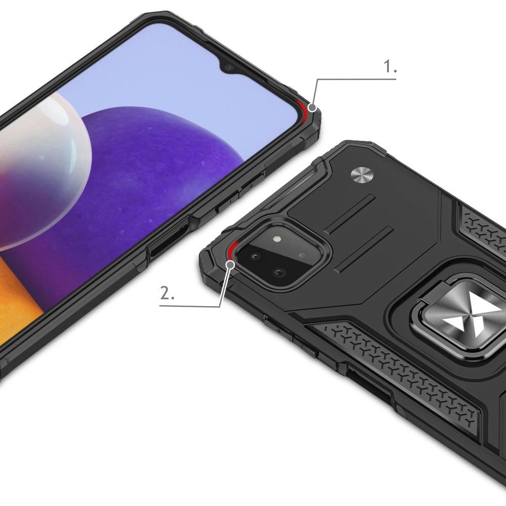 Wozinsky Ring Armor Pancerne Hybrydowe Etui Pokrowiec + Magnetyczny Uchwyt Samsung Galaxy A22 4G Srebrny