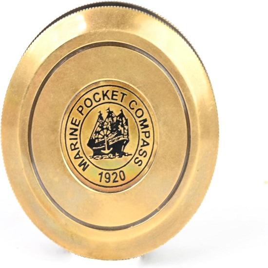 5.08 Cm  Compass Replica Brass Pocket Transit Compass - Robert Frost Poem