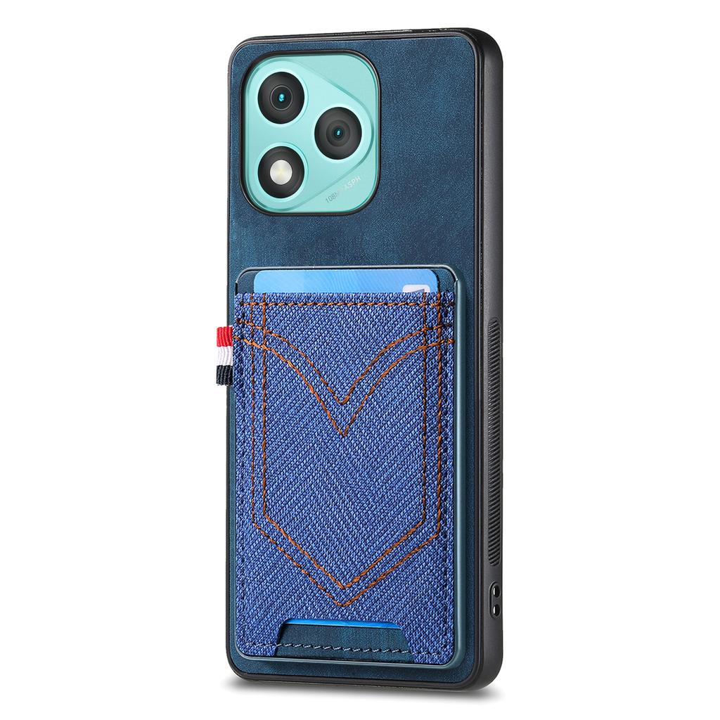 Pro Honor 400 Lite Pouzdro na telefon Retro texturované džínové plátno Kožený zadní kryt s držákem na karty