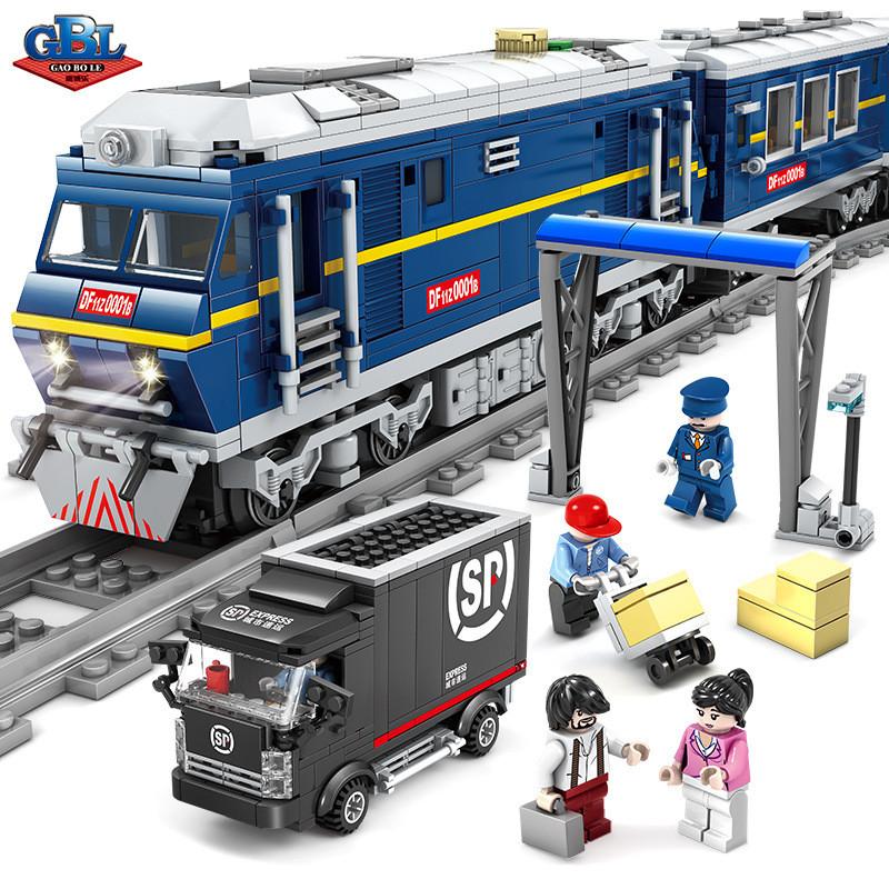 KAZI Electric Track Train Building Blocks Children's Toys City Series Assembled High-speed Rail Boy 98223-7