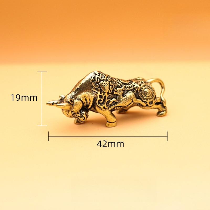 

Brass Bull Statue Copper Animal Figurine Wealth Ornament Home Office Desk Mini Blessing Craft Decoration