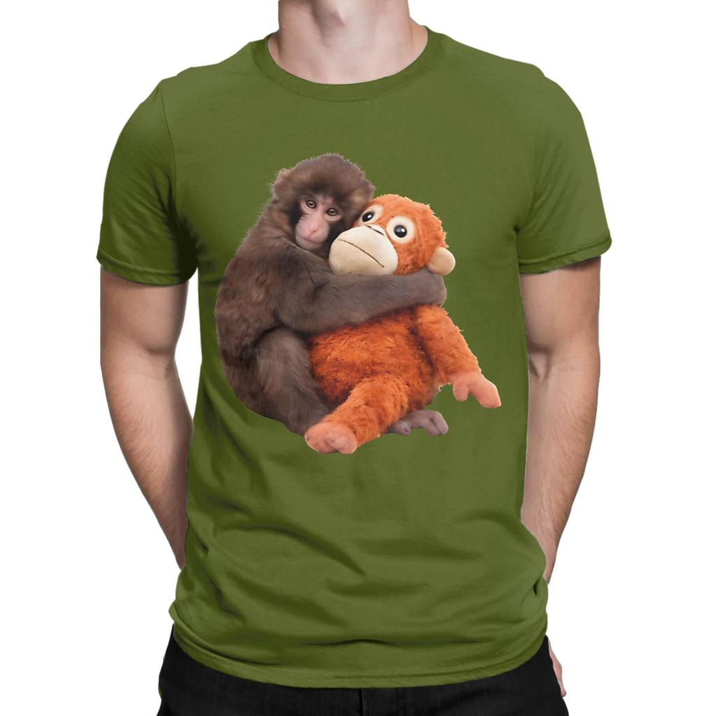 Classic Novelty 100 Cotton Tshirt Cute Monkey Hugging Plush Tees Tops For Unisex