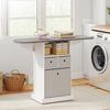 Ironing Board with Wheels, Foldable Ironing Surface, 3 Fabric Drawers, 121x37x89.5 cm, White
