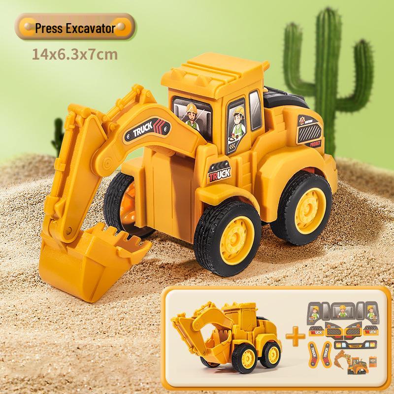 Children's Inertia-Powered Excavator Toy - Educational Pull-Back Car Gift
