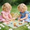 Kids Pretend Play Simulation Portable Picnic Basket Kitchen Food Toys Wooden Food Play Set Imitation Game Roleplay Toy for Kids
