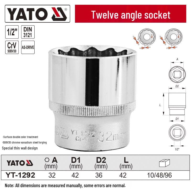 YATO 1/2" 12,5mm Kurzer 12-Kant-Steckschlüssel