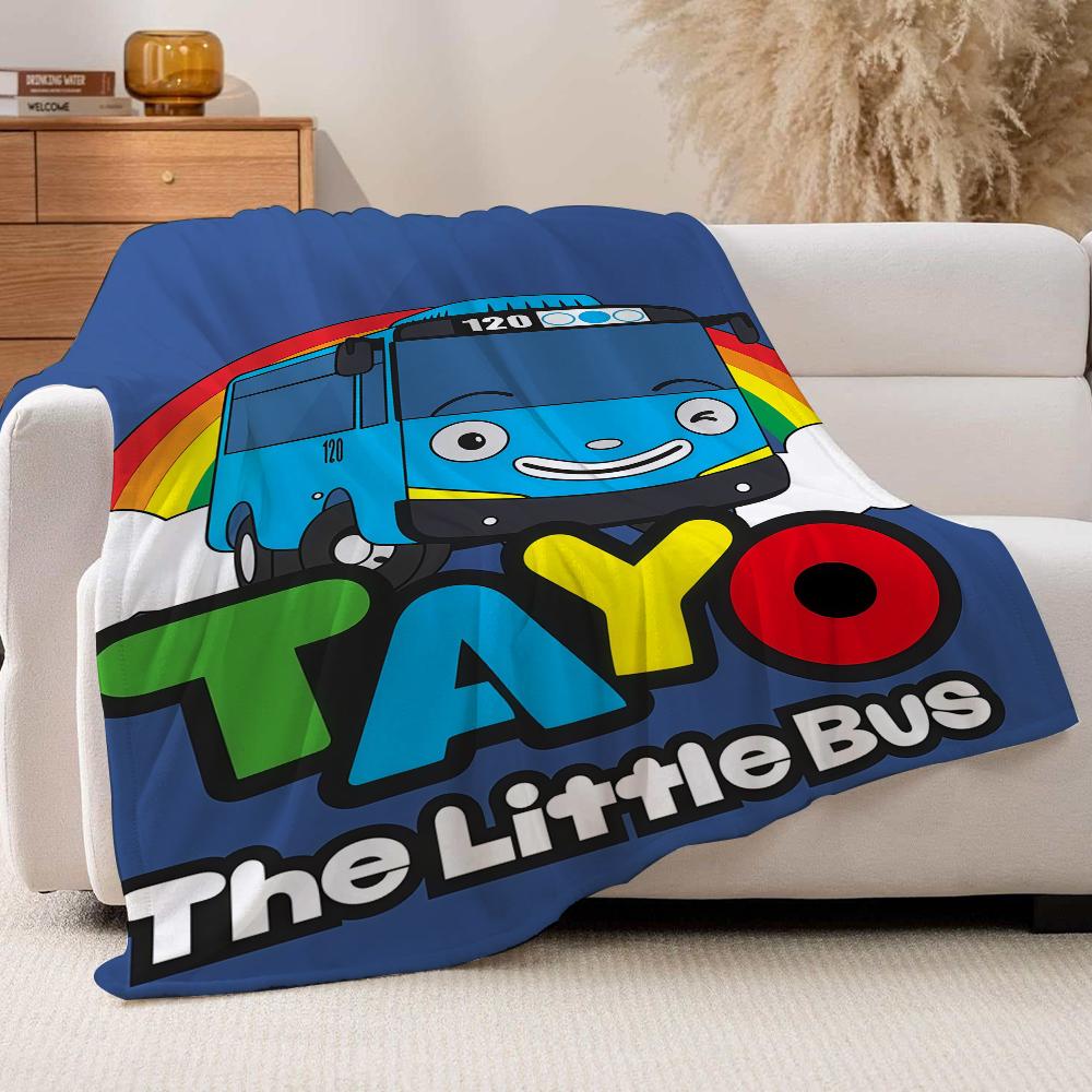Cartoon car T Tayo the L little Bus Blanket For Sofa Office Bed Plane Travel Sleep Read Relax Camping Soft And Warm