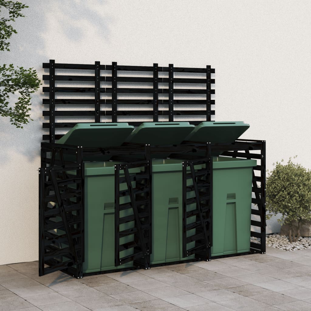 3 Ton Waste Bin Enclosure in Black Solid Pine Wood