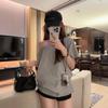 Women's Off-Shoulder Gray Short-Sleeve T-Shirt – New Summer Style, Loose, Slimming Fit, Elegant Design