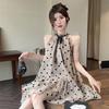 2525 New Style Sweet Polka Dot Ruffle Halter A-line Dress