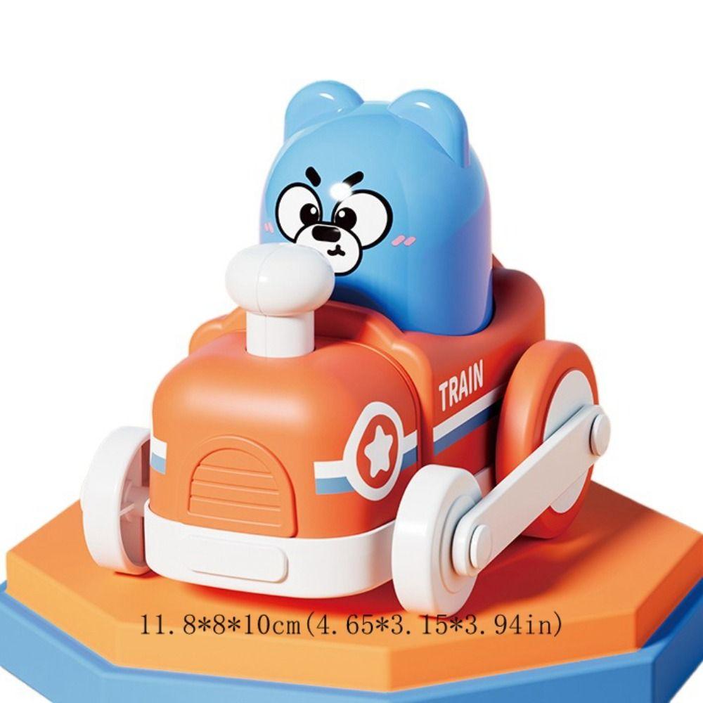 Cartoon Train Power Toy Collision Puzzle Toy Car Cute Press Inertia Pull Back Toy  Children's