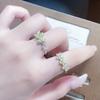 Small Fresh Yellow-Green Zircon Butterfly Flower Row Diamond Ring, Cool Feeling, Light Luxury, High Sense, Niche Colored Treasure Ring Woman