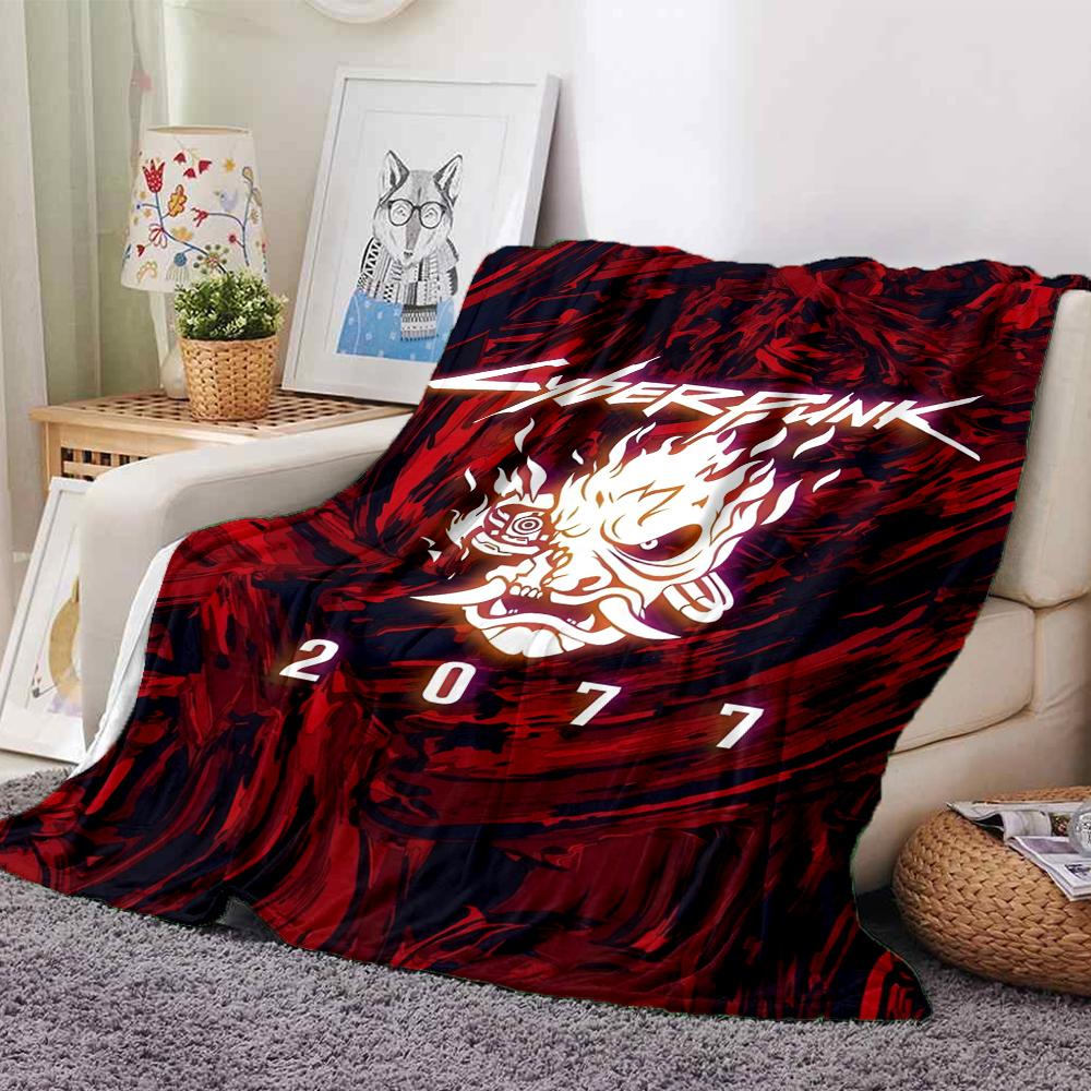 Cyberpunk 2077 Theme Printed Blanket - Perfect for Couch, Bed, Travel & Outdoor Use | Machine Washable, Cozy & Durable.