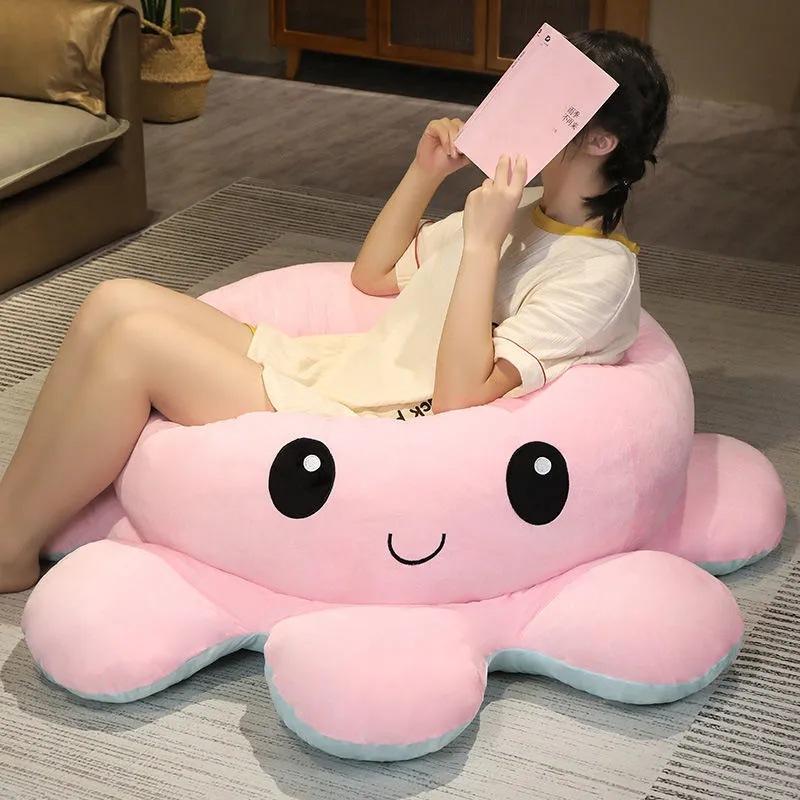 Large Reversible Octopus Plush Toy, Creative Double-Sided Flipping Expression Stuffed Animal, Cute Cuddle Doll
